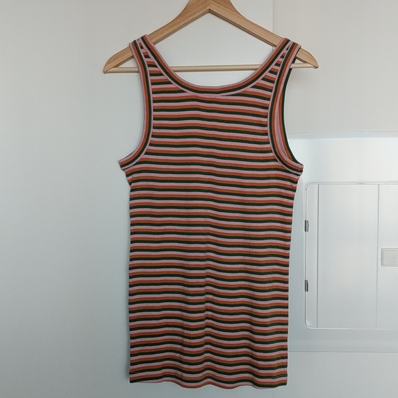 Caslon Ribbed Striped Tank Top SZ M - Picture 6 of 8